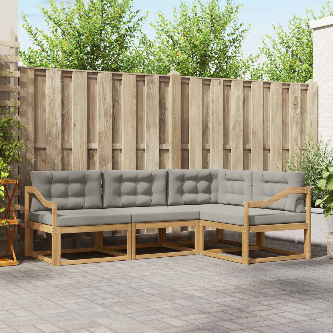 vidaXL Conjunto de sofás de exterior 3 uds. Blanco y Gris Claro