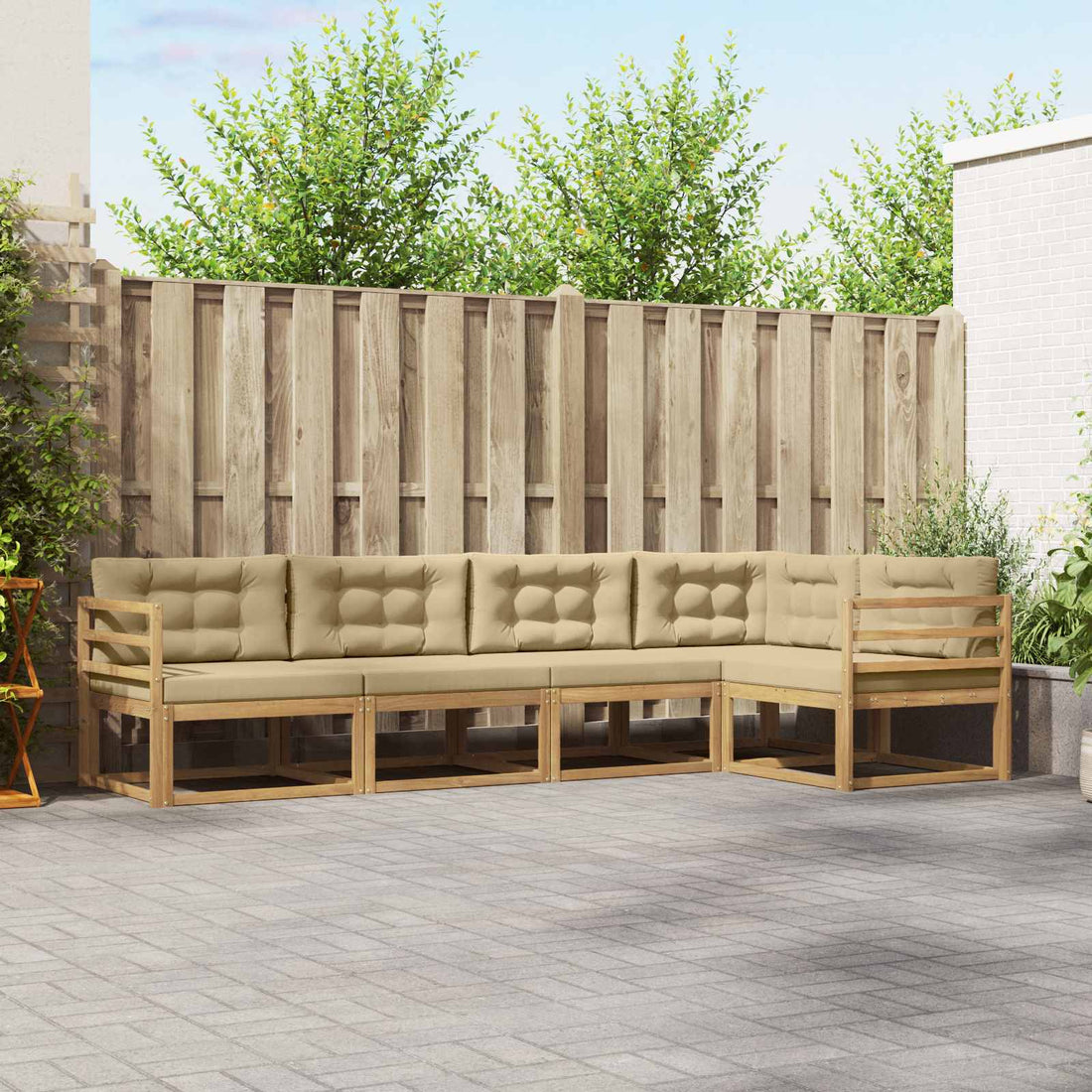vidaXL Conjunto de sofás de exterior 4 uds. y Beige Poliéster