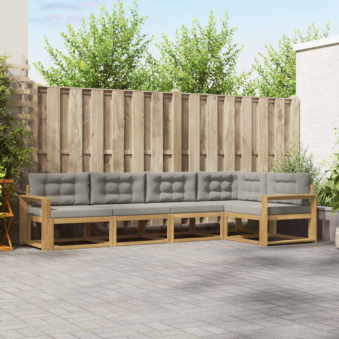 vidaXL Conjunto de sofás de exterior 4 uds. Blanco y Gris Claro