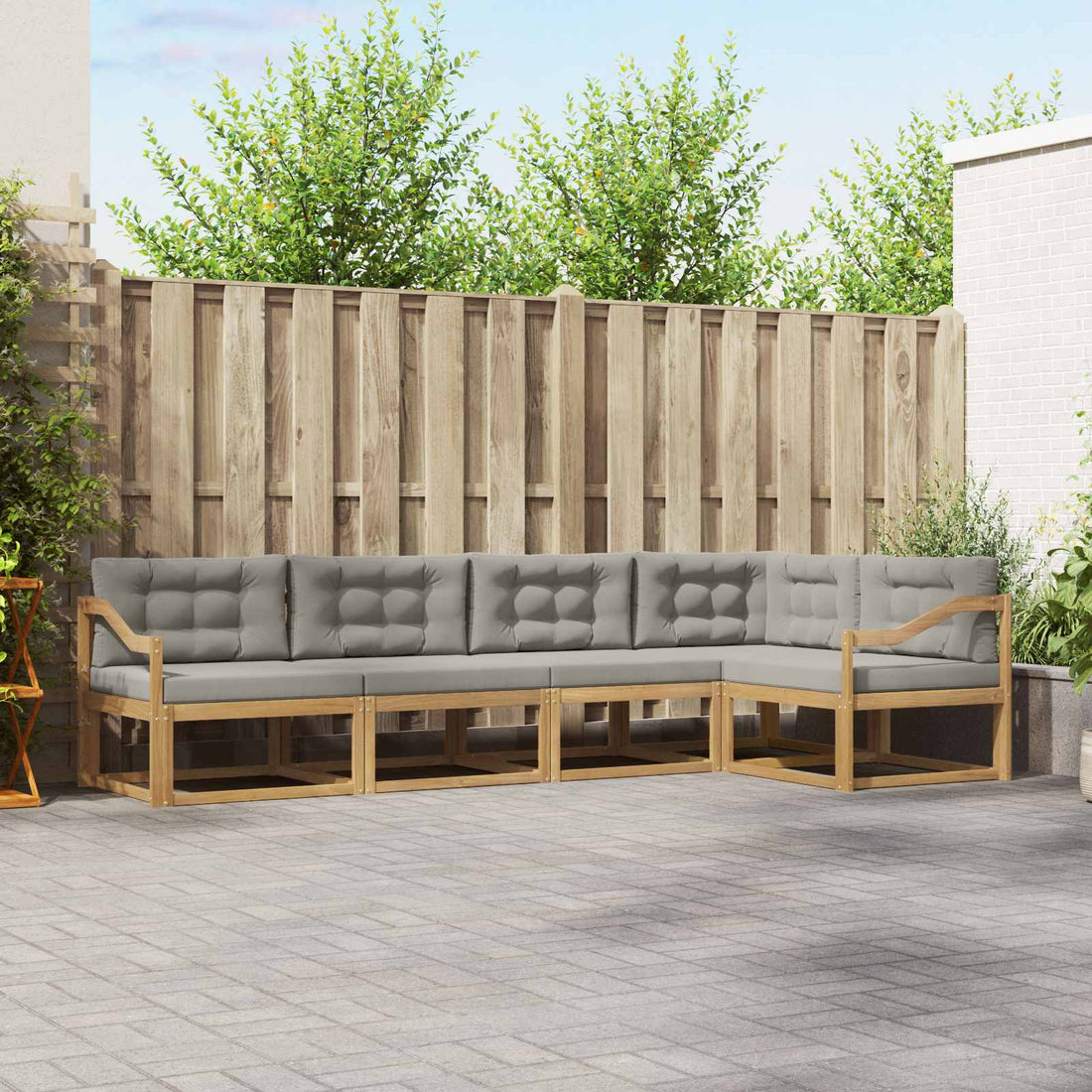 vidaXL Conjunto de sofás de exterior 4 uds. Blanco y Gris Claro