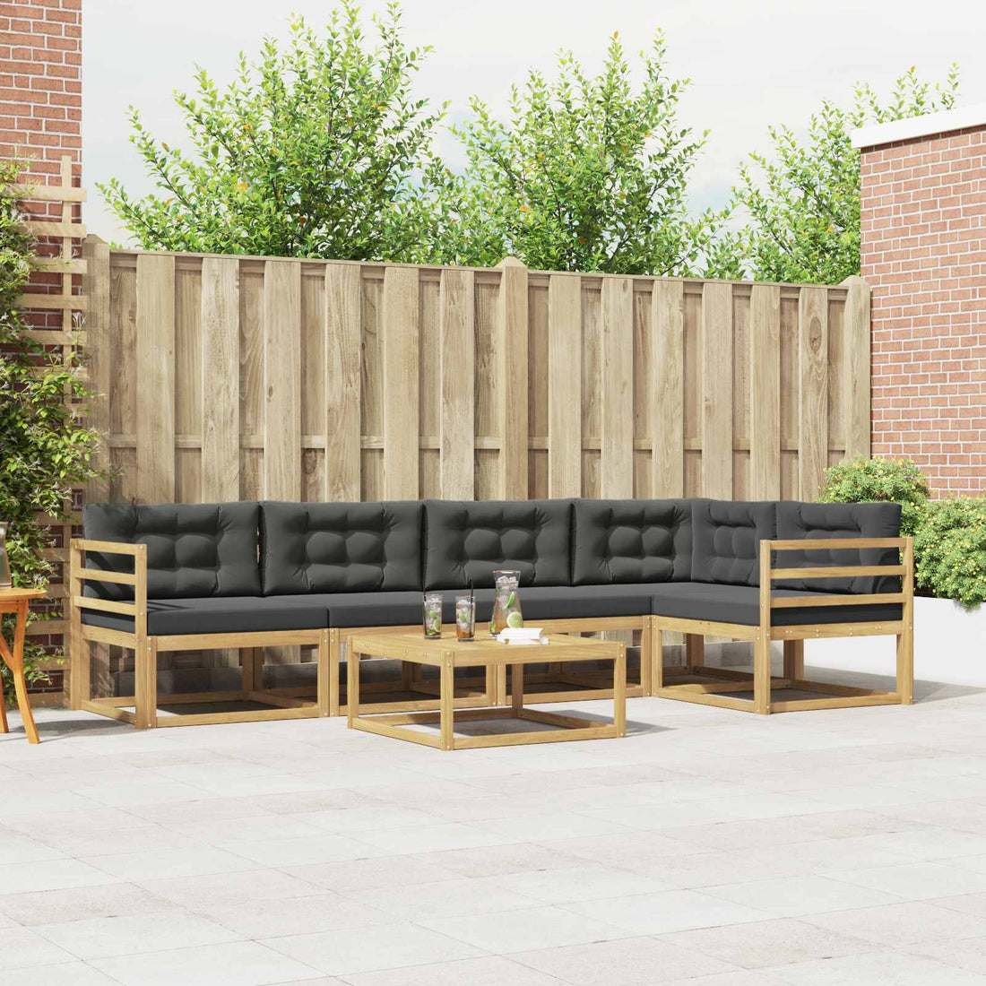 vidaXL Conjunto de sofás de exterior 6 uds. Blanco y Antracita
