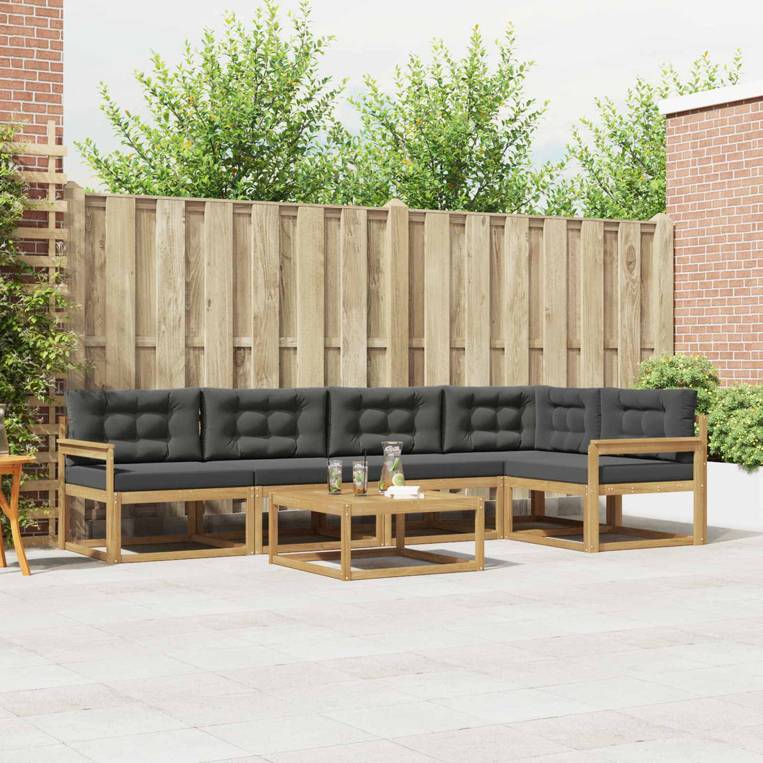 vidaXL Conjunto de sofás de exterior 6 uds. Blanco y Antracita
