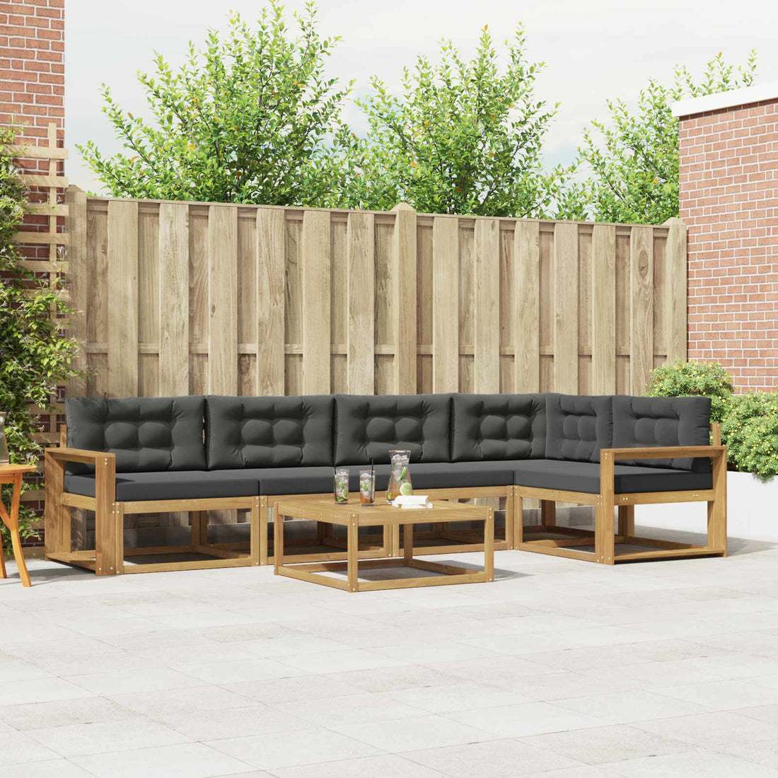 vidaXL Conjunto de sofás de exterior 6 uds. Blanco y Antracita