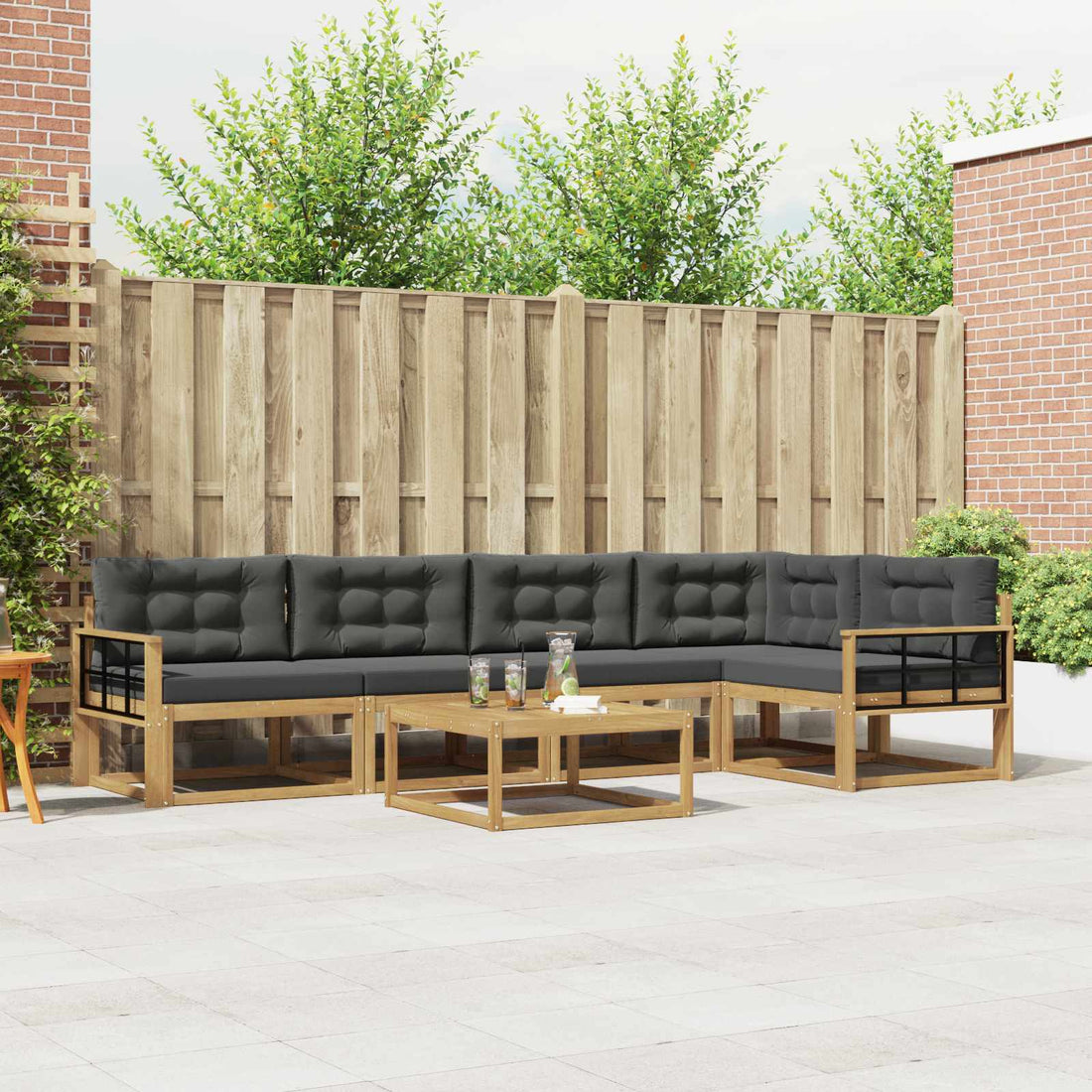 vidaXL Conjunto de sofás de exterior 6 uds. Blanco y Antracita