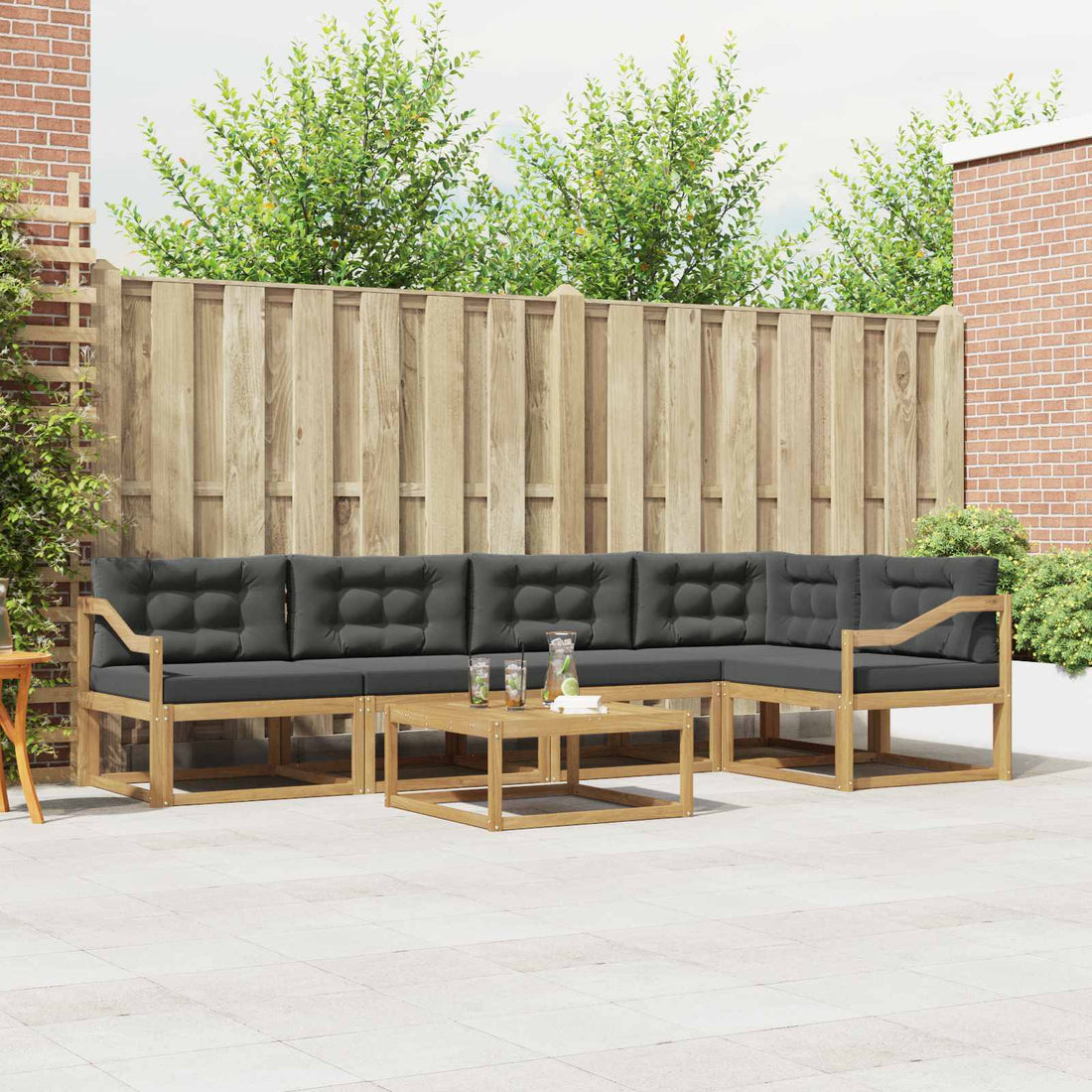 vidaXL Conjunto de sofás de exterior 6 uds. Blanco y Antracita