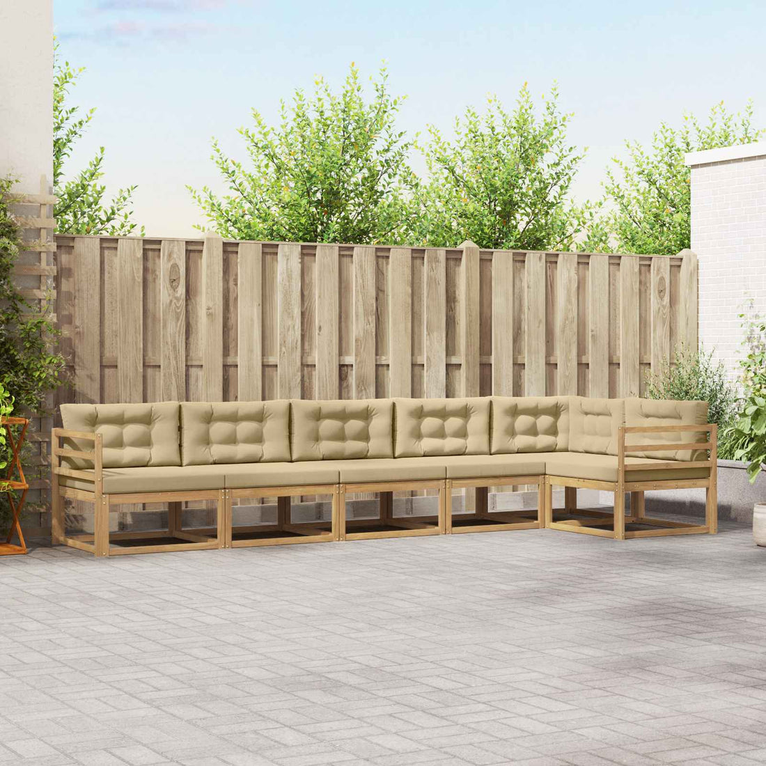 vidaXL Conjunto de sofás de exterior 4 uds. y Beige Poliéster