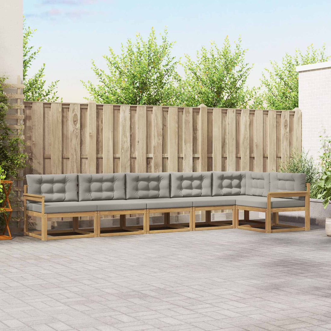 vidaXL Conjunto de sofás de exterior 4 uds. Blanco y Gris Claro
