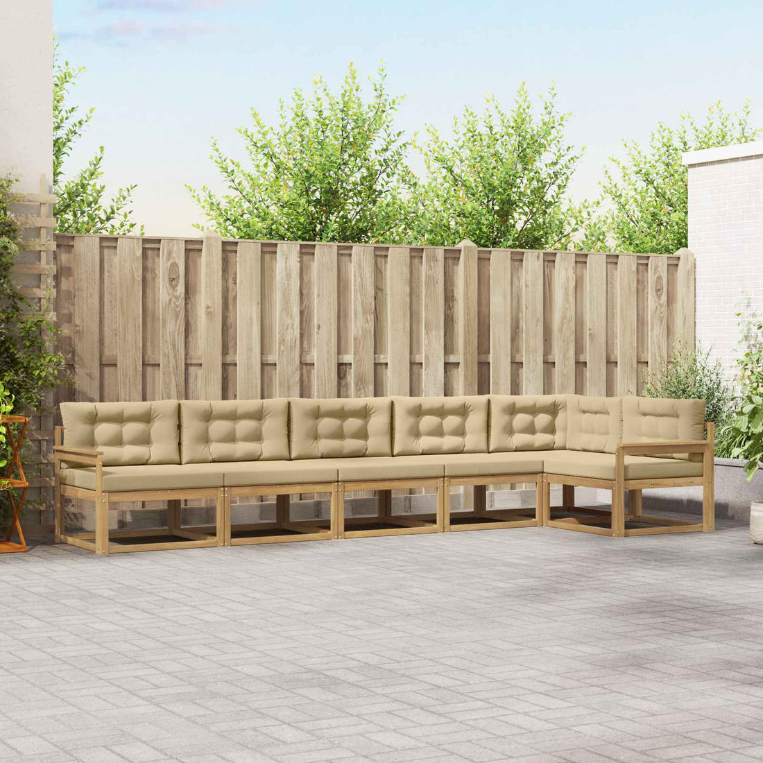 vidaXL Conjunto de sofás de exterior 4 uds. y Beige Poliéster