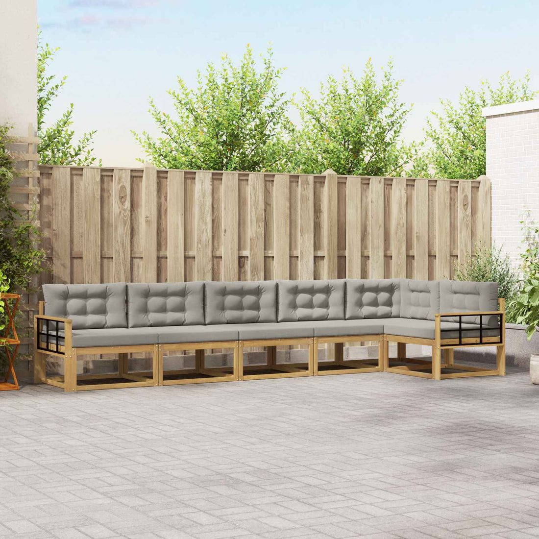 vidaXL Conjunto de sofás de exterior 4 uds. Blanco y Gris Claro