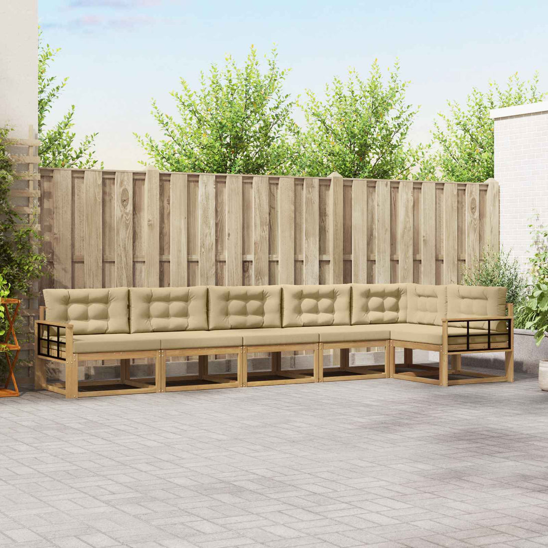 vidaXL Conjunto de sofás de exterior 4 uds. y Beige Poliéster