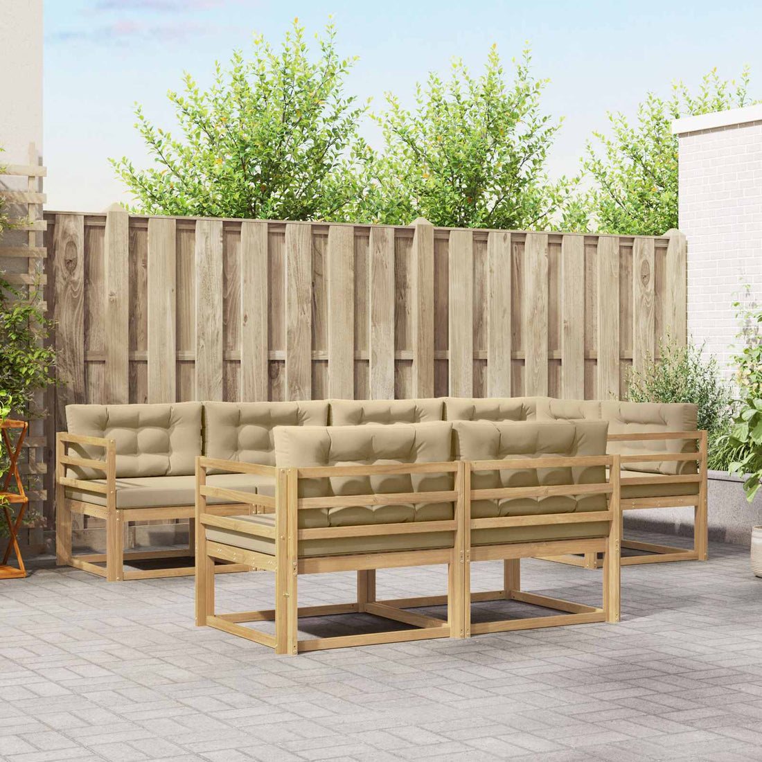 vidaXL Conjunto de sofás de exterior 6 uds. y Beige Poliéster