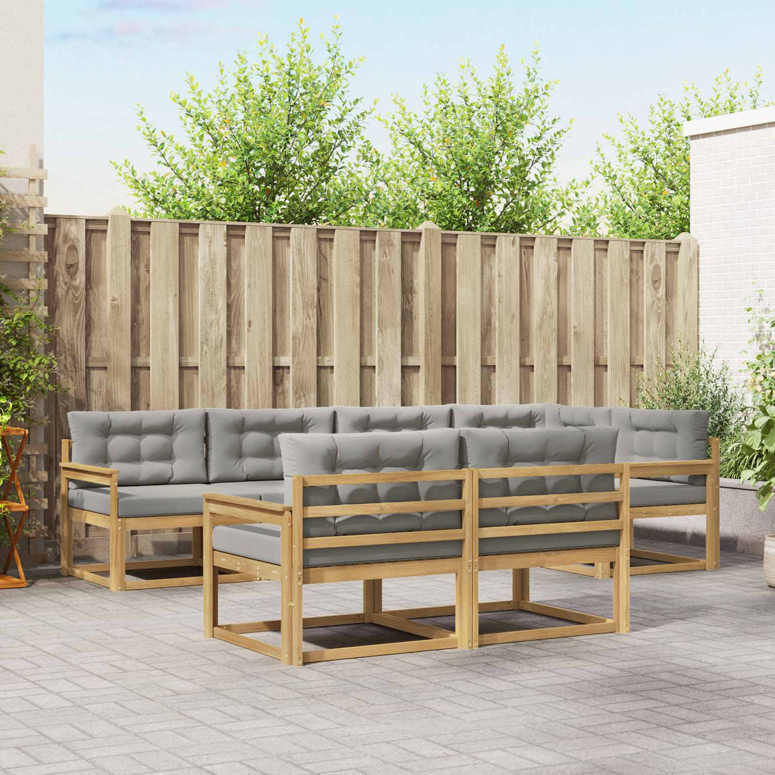 vidaXL Conjunto de sofás de exterior 6 uds. Blanco y Gris Claro
