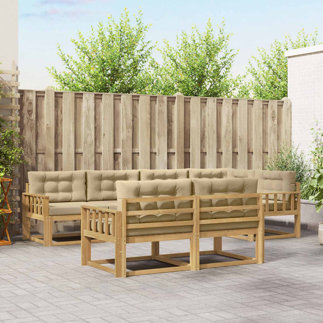 vidaXL Conjunto de sofás de exterior 6 uds. y Beige Poliéster