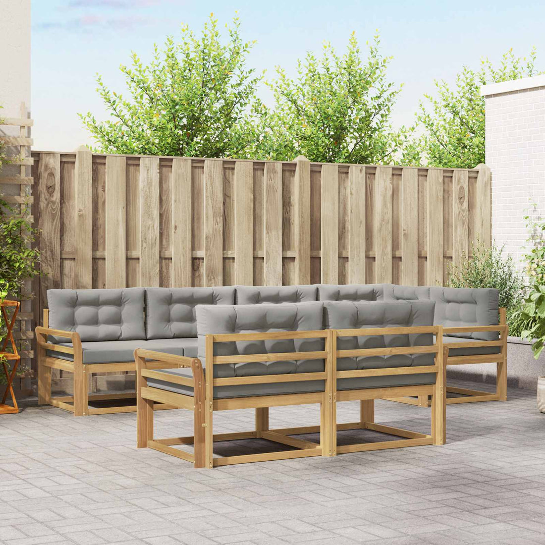 vidaXL Conjunto de sofás de exterior 6 uds. Blanco y Gris Claro