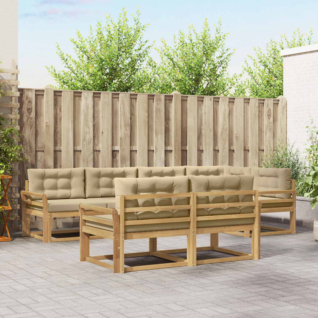 vidaXL Conjunto de sofás de exterior 6 uds. y Beige Poliéster