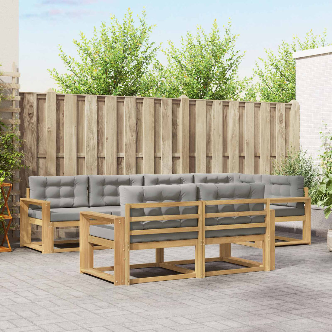 vidaXL Conjunto de sofás de exterior 6 uds. Blanco y Gris Claro