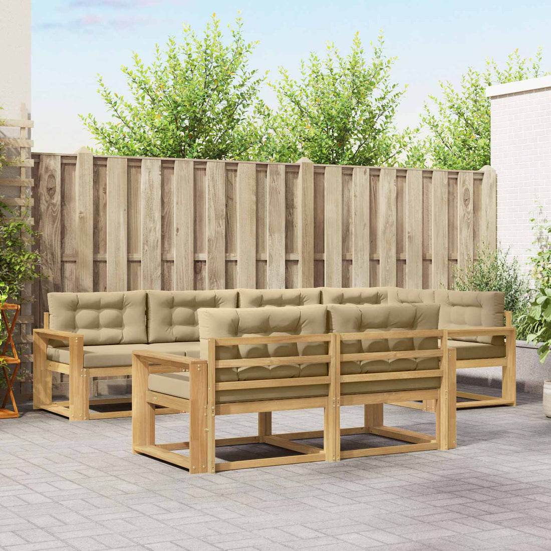 vidaXL Conjunto de sofás de exterior 6 uds. y Beige Poliéster