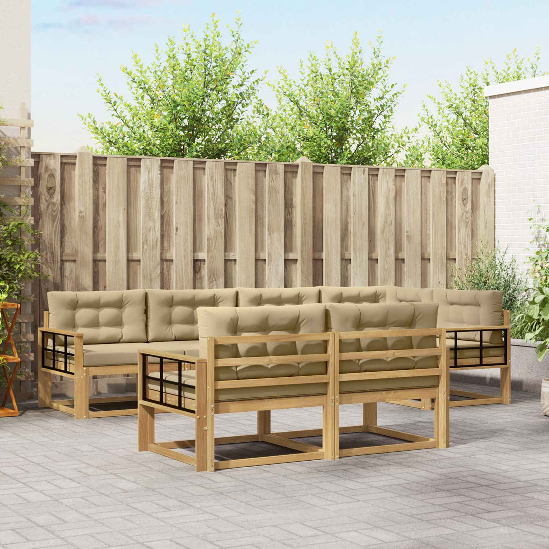 vidaXL Conjunto de sofás de exterior 6 uds. y Beige Poliéster