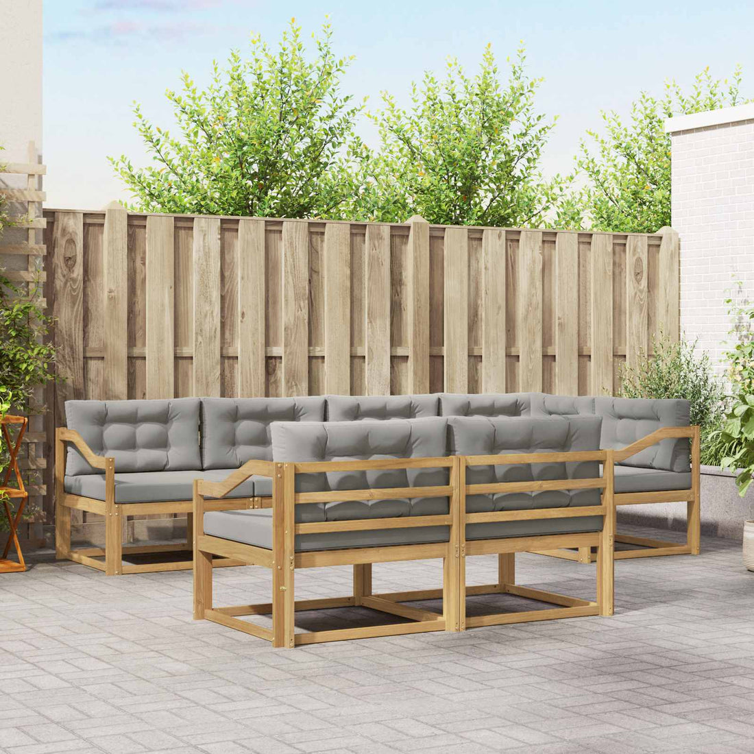 vidaXL Conjunto de sofás de exterior 6 uds. Blanco y Gris Claro