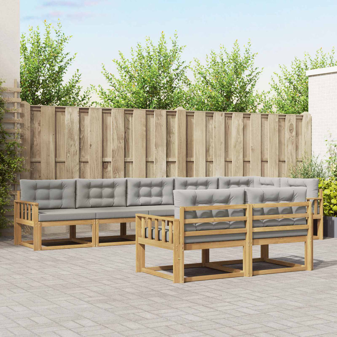 vidaXL Conjunto de sofás de exterior 6 uds. Blanco y Gris Claro