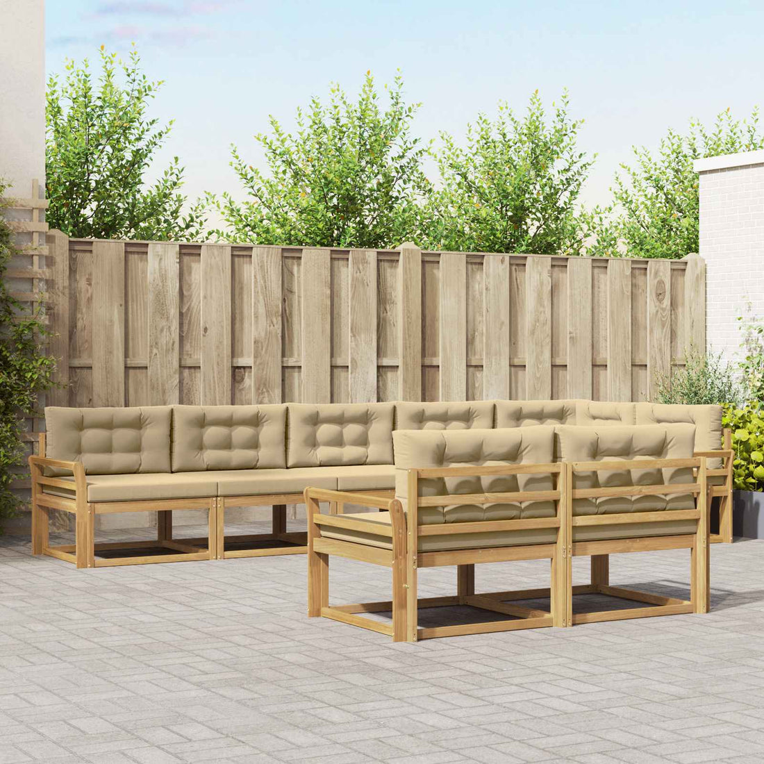 vidaXL Conjunto de sofás de exterior 6 uds. y Beige Poliéster