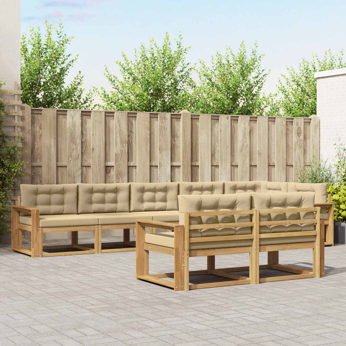 vidaXL Conjunto de sofás de exterior 6 uds. y Beige Poliéster