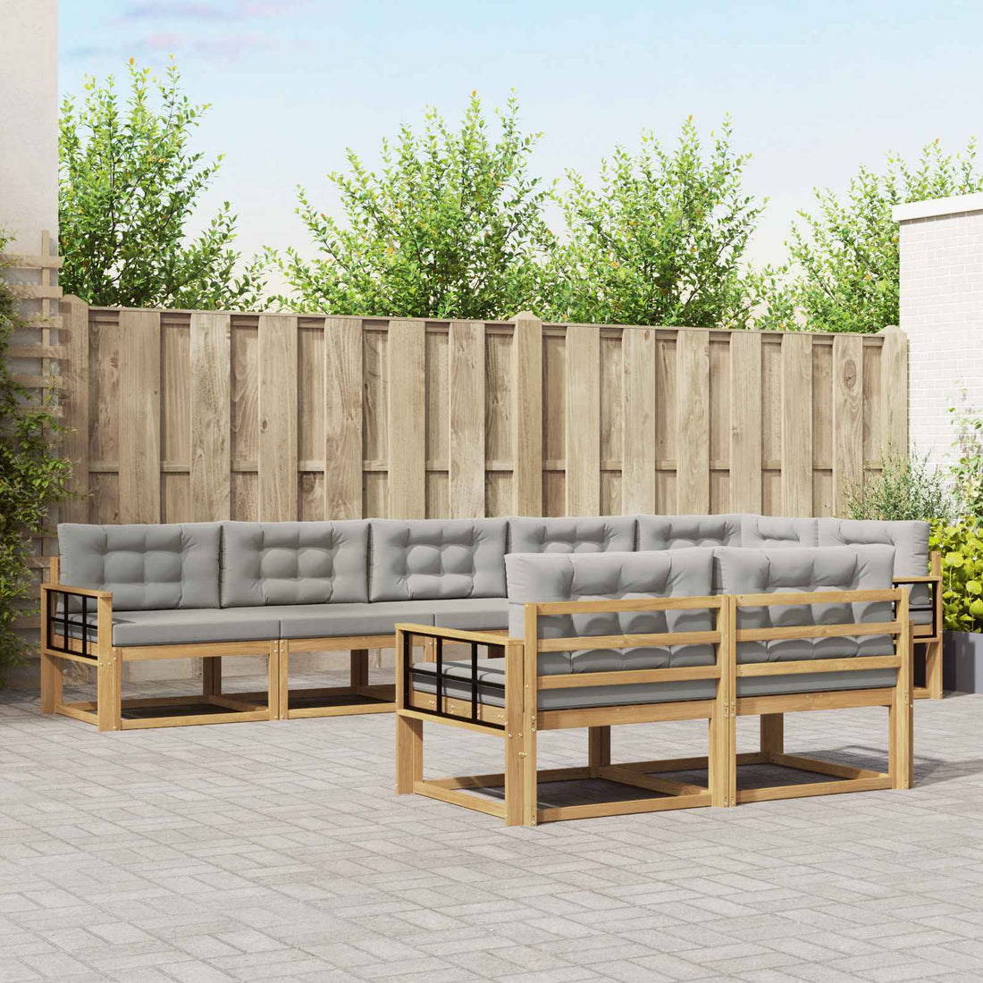 vidaXL Conjunto de sofás de exterior 6 uds. Blanco y Gris Claro