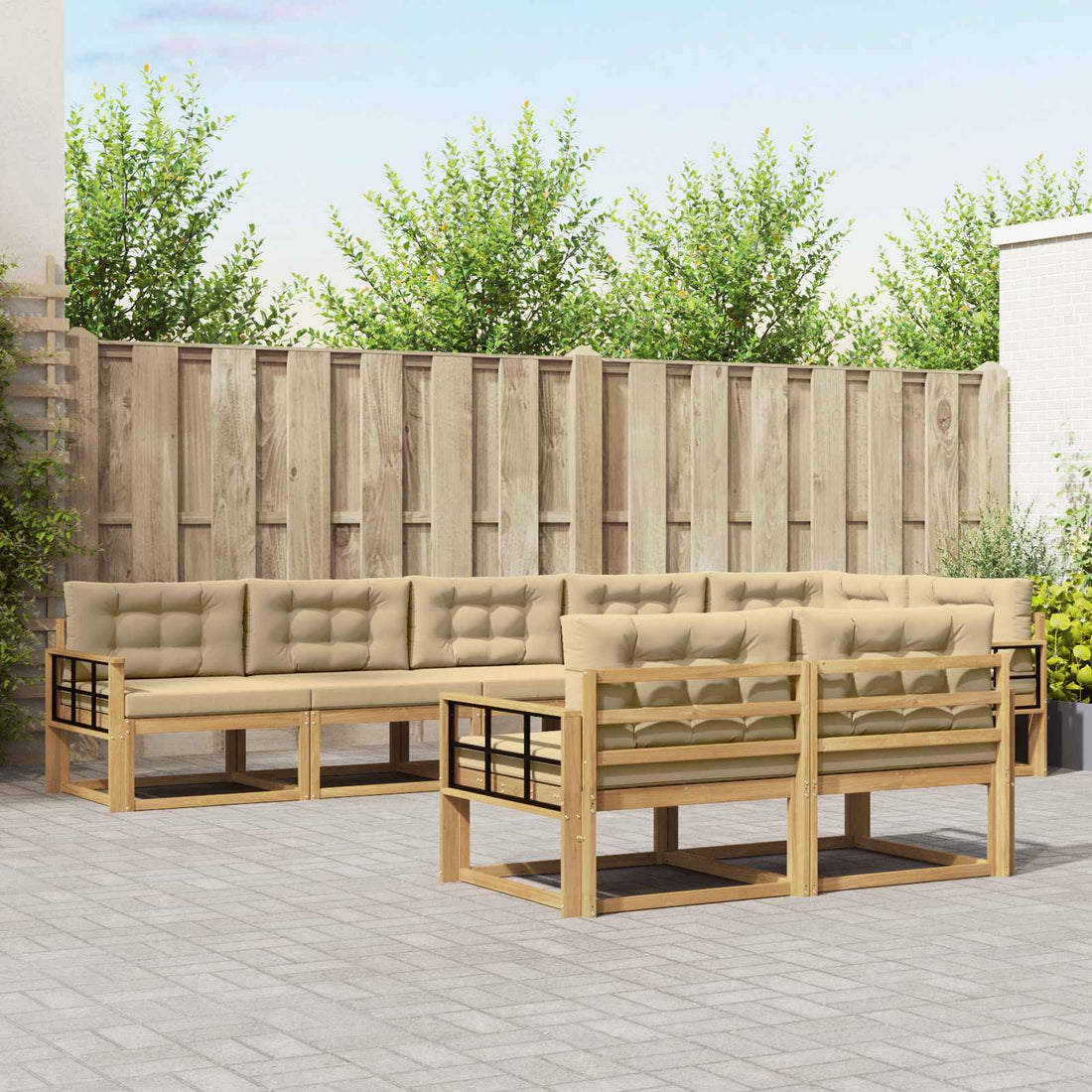 vidaXL Conjunto de sofás de exterior 6 uds. y Beige Poliéster