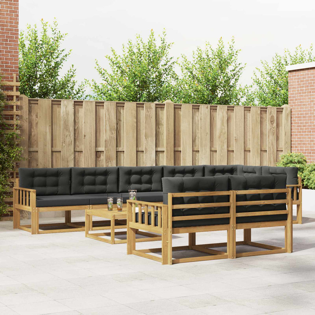 vidaXL Conjunto de sofás de exterior 9 uds. Blanco y Antracita