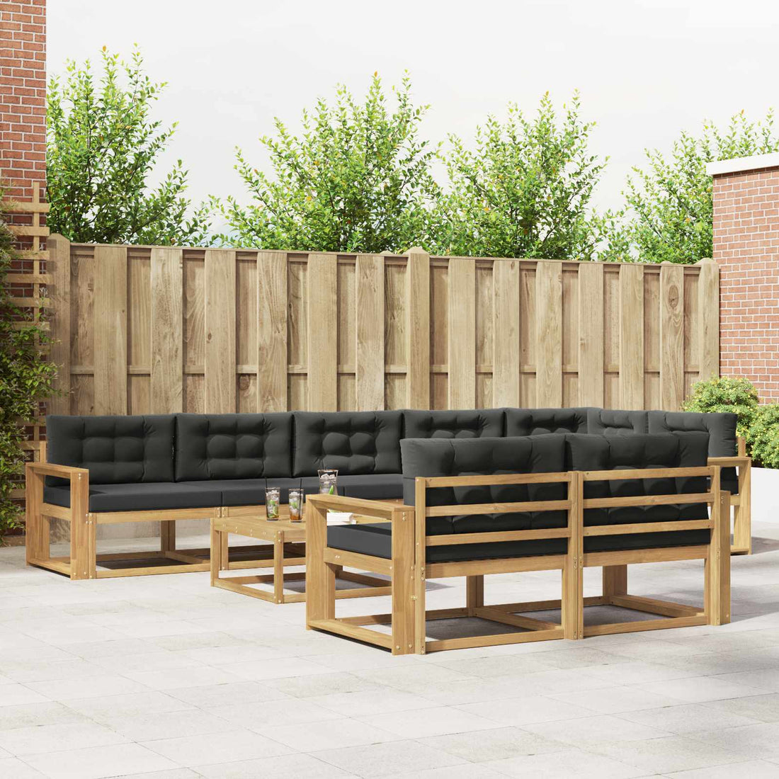 vidaXL Conjunto de sofás de exterior 9 uds. Blanco y Antracita