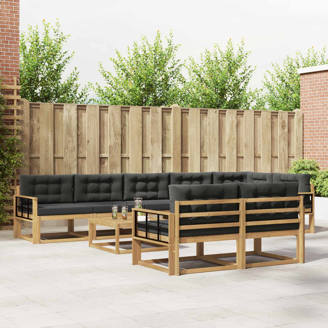 vidaXL Conjunto de sofás de exterior 9 uds. Blanco y Antracita