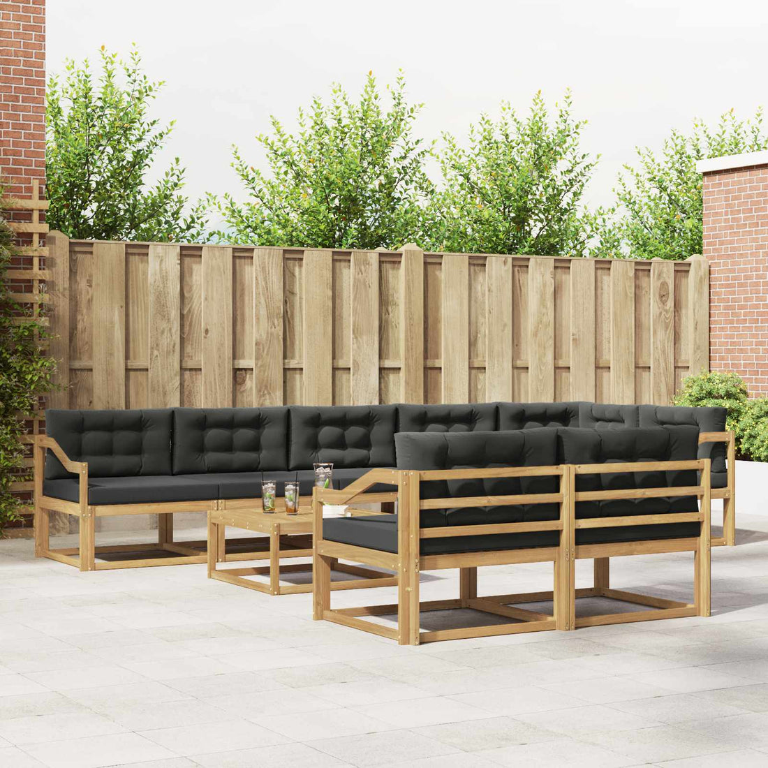 vidaXL Conjunto de sofás de exterior 9 uds. Blanco y Antracita