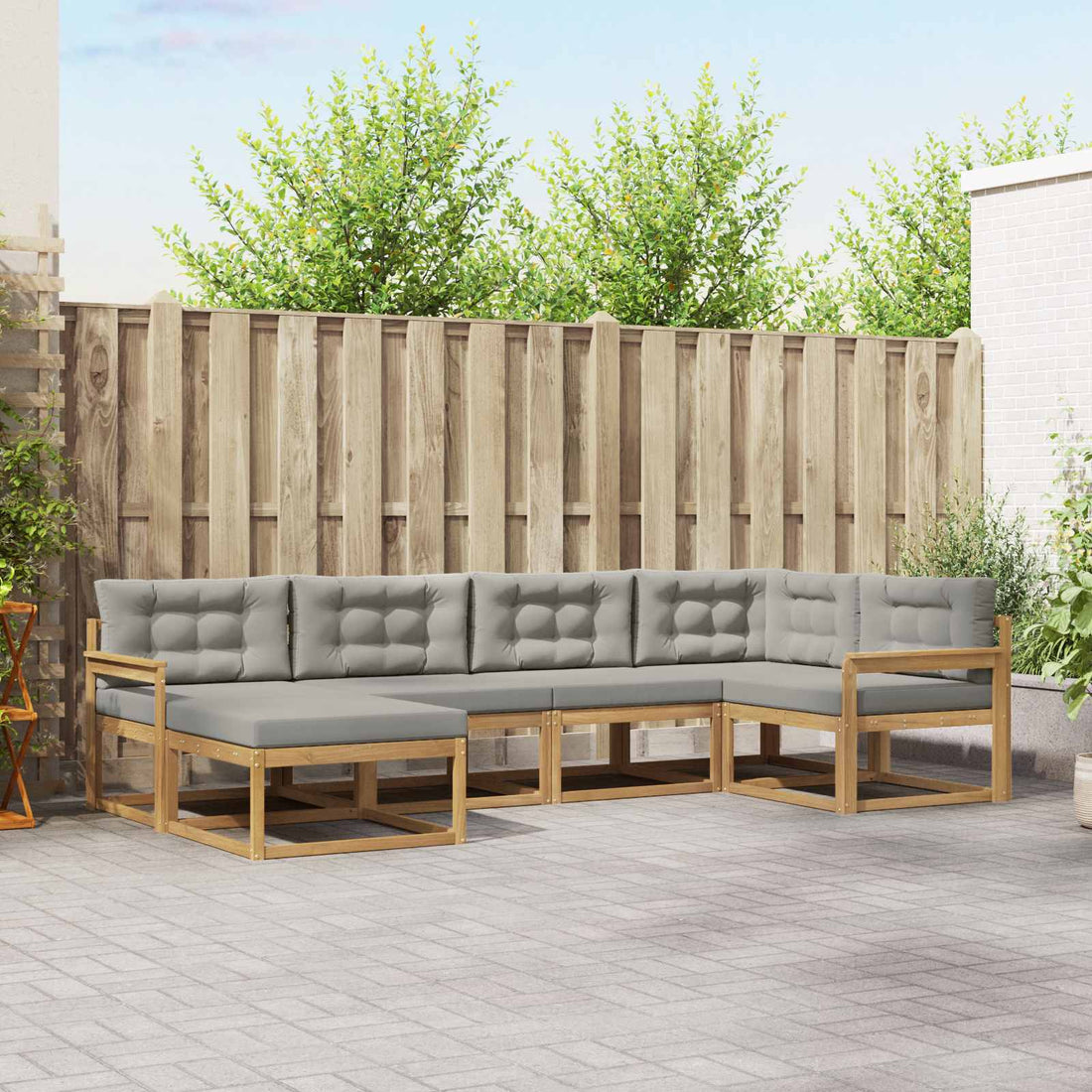 vidaXL Conjunto de sofás de exterior 5 uds. Blanco y Gris Claro