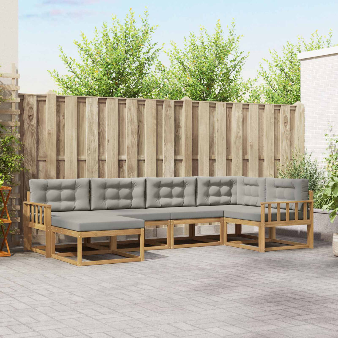 vidaXL Conjunto de sofás de exterior 5 uds. Blanco y Gris Claro
