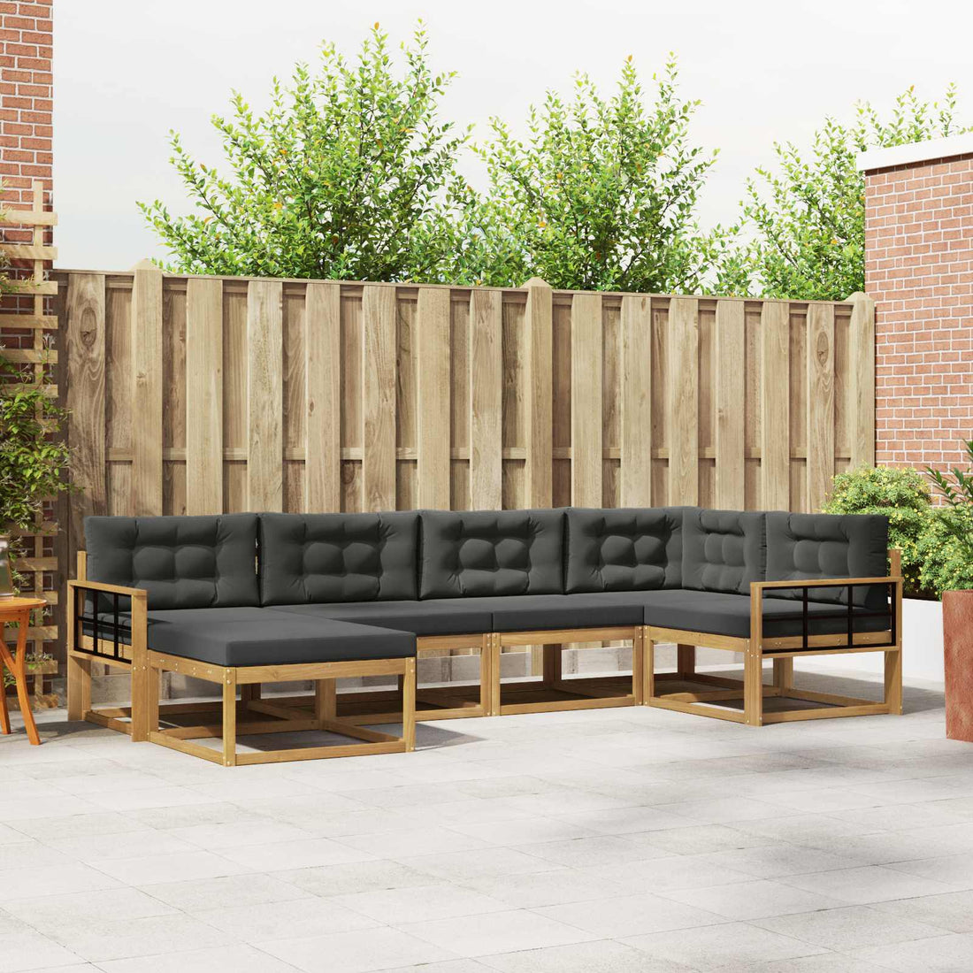 vidaXL Conjunto de sofás de exterior 5 uds. Blanco y Antracita