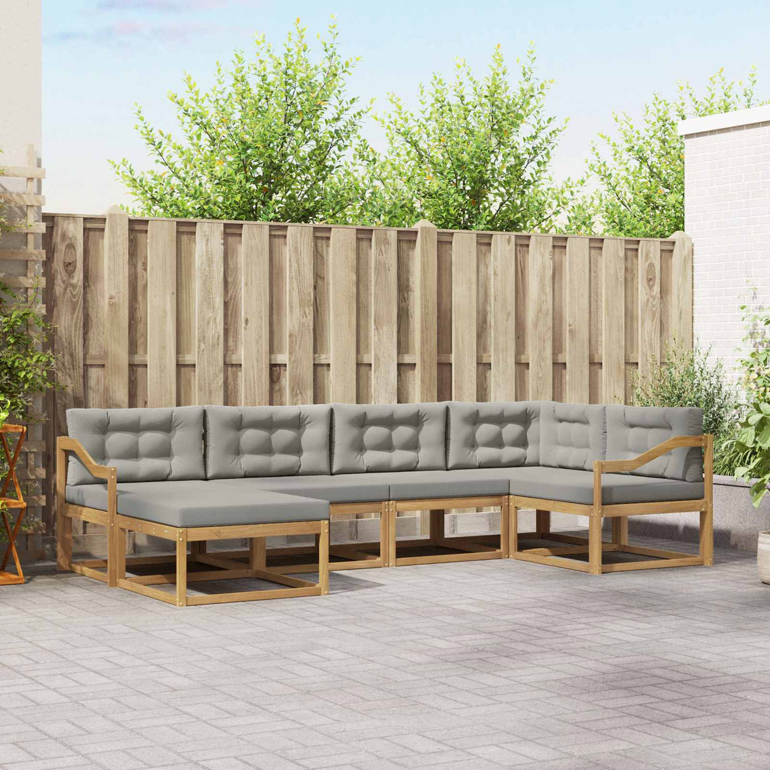 vidaXL Conjunto de sofás de exterior 5 uds. Blanco y Gris Claro