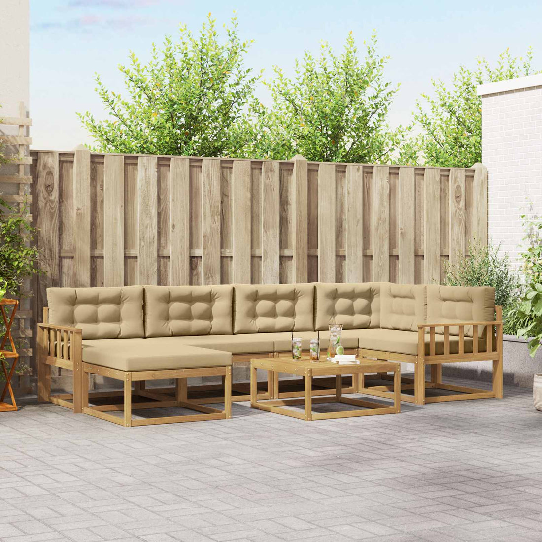 vidaXL Conjunto de sofás de exterior 7 uds. y Beige
