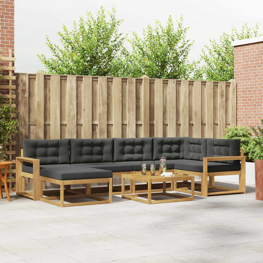 vidaXL Conjunto de sofás de exterior 7 uds. Blanco y Antracita