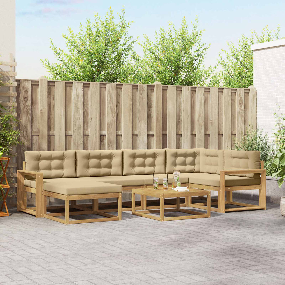 vidaXL Conjunto de sofás de exterior 7 uds. y Beige