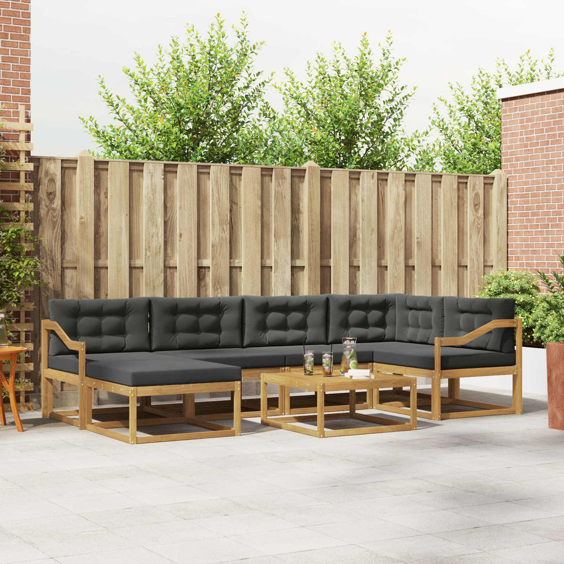 vidaXL Conjunto de sofás de exterior 7 uds. Blanco y Antracita