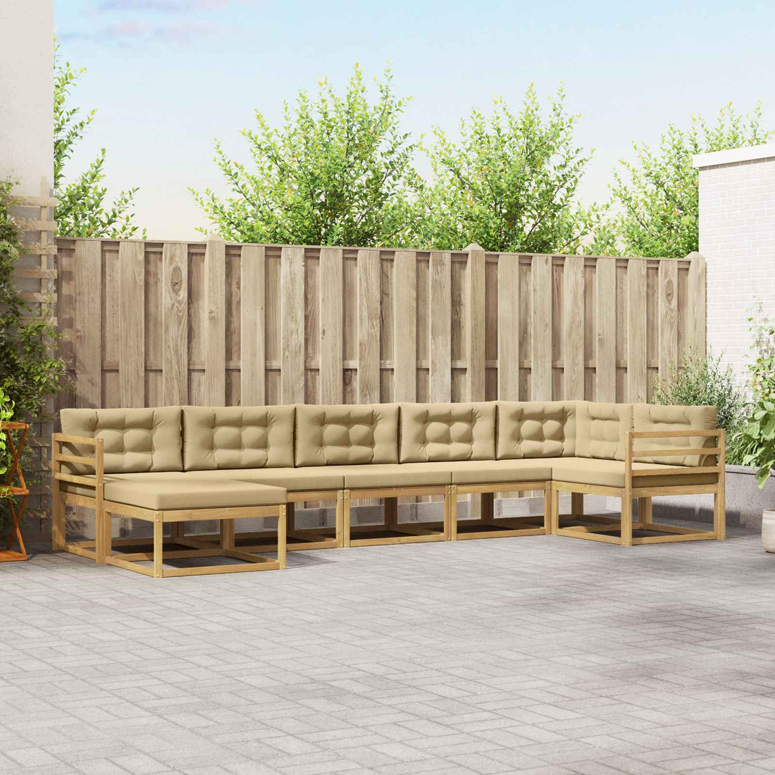 vidaXL Conjunto de sofás de exterior 7 uds. y Beige