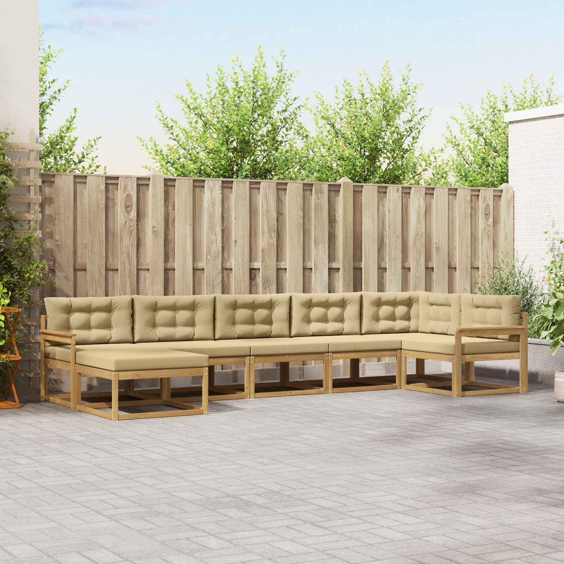 vidaXL Conjunto de sofás de exterior 7 uds. y Beige