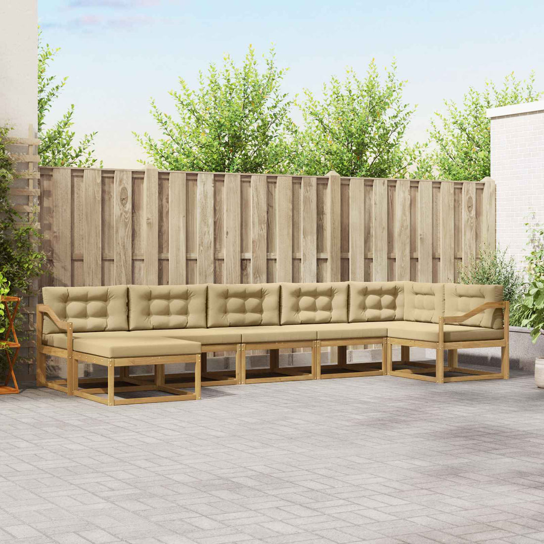 vidaXL Conjunto de sofás de exterior 7 uds. y Beige
