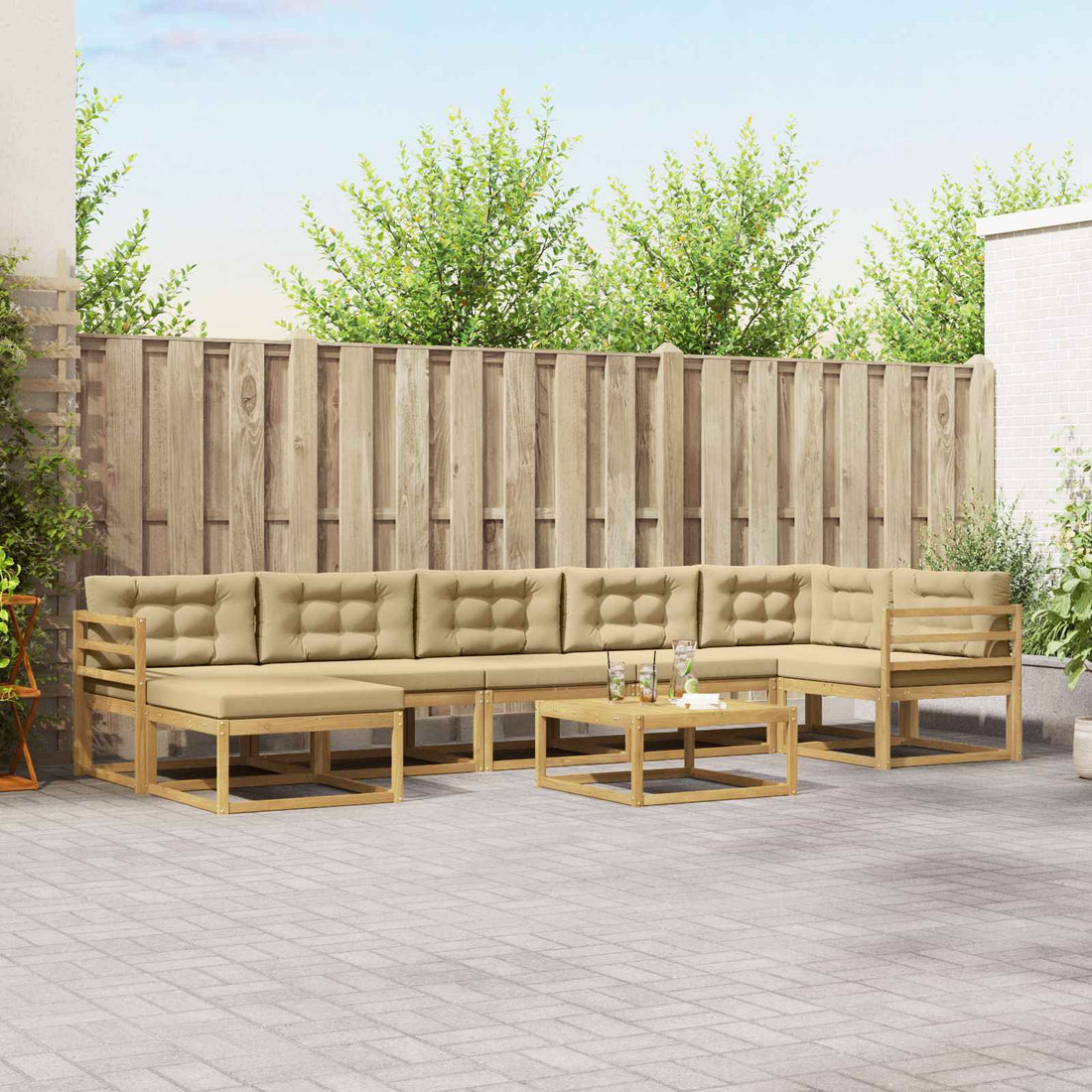 vidaXL Conjunto de sofás de exterior 8 uds. y Beige