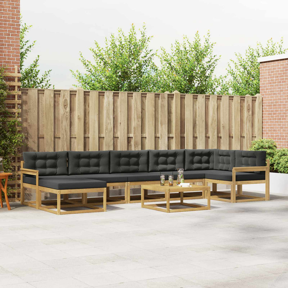 vidaXL Conjunto de sofás de exterior 8 uds. Blanco y Antracita