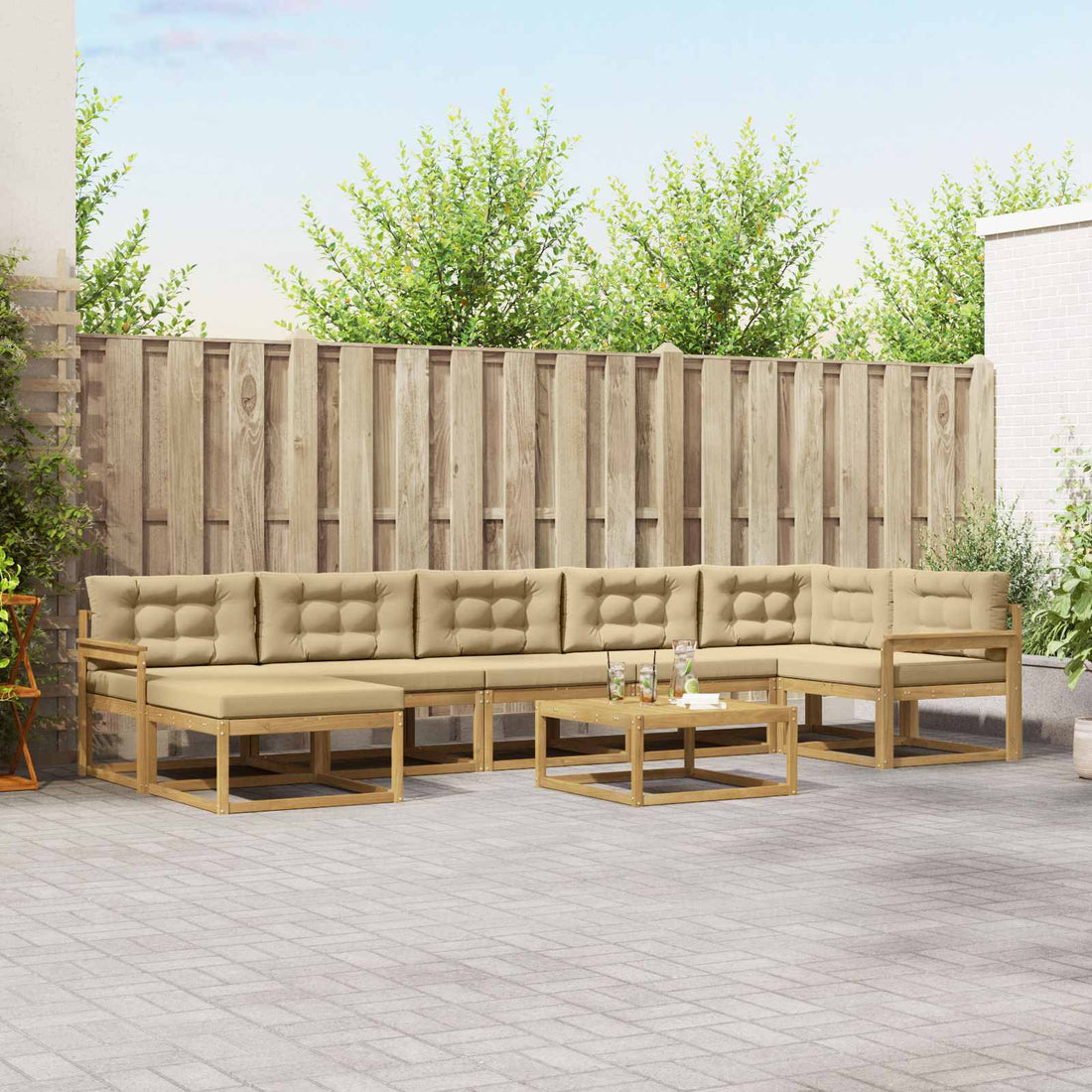 vidaXL Conjunto de sofás de exterior 8 uds. y Beige