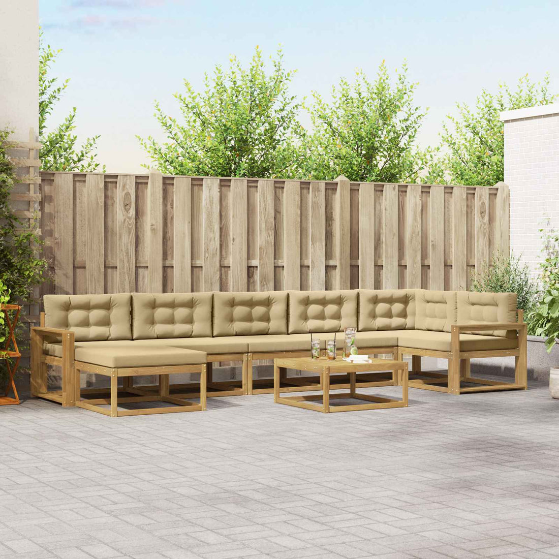 vidaXL Conjunto de sofás de exterior 8 uds. y Beige