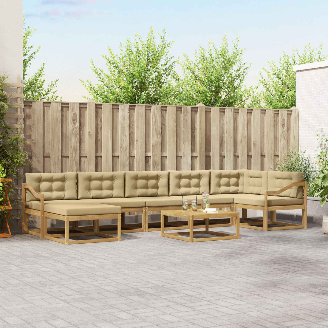 vidaXL Conjunto de sofás de exterior 8 uds. y Beige