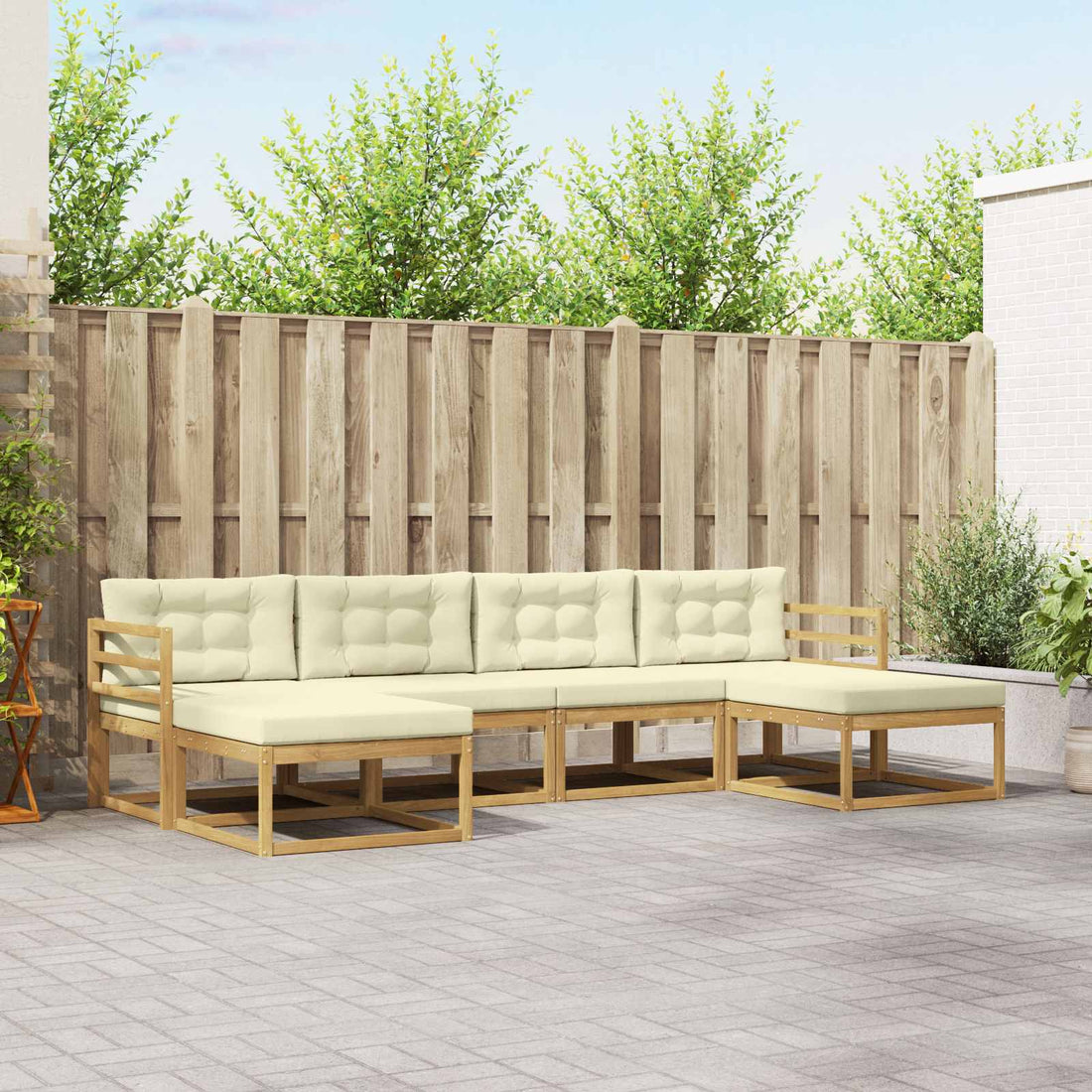 vidaXL Conjunto de sofás de exterior 6 uds. Blanco y Crema