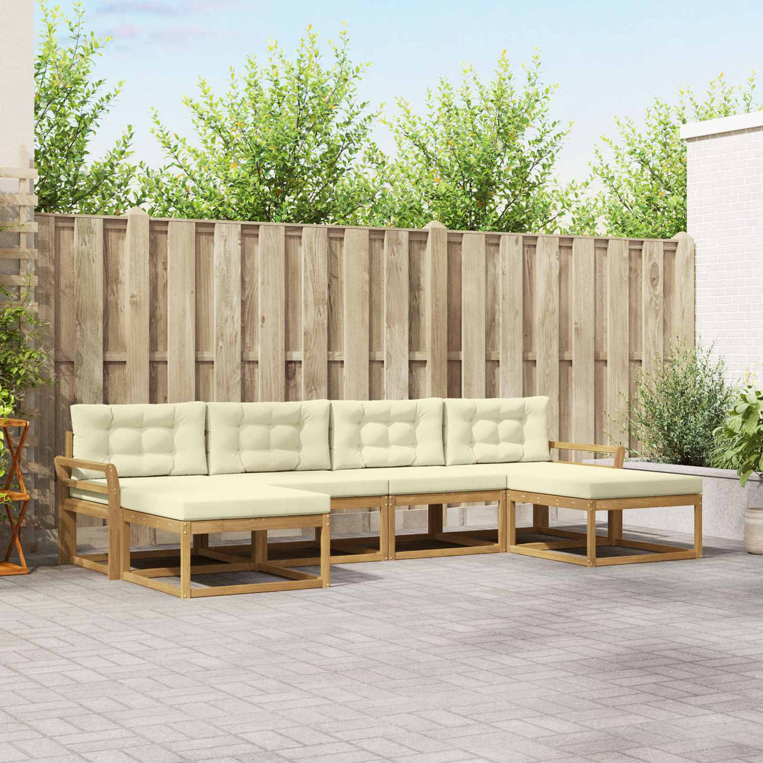 vidaXL Conjunto de sofás de exterior 6 uds. Blanco y Crema